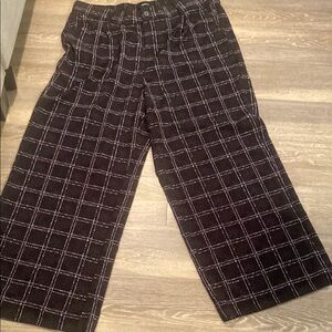 Torrid Ink Dot Plaid Black Wide  Women’s Pants Sz 18 NWT